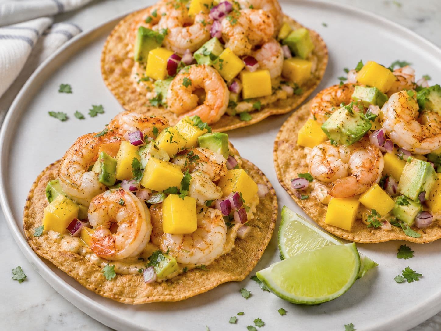 Shrimp Ceviche Tostadas with Mango-Avocado Salsa